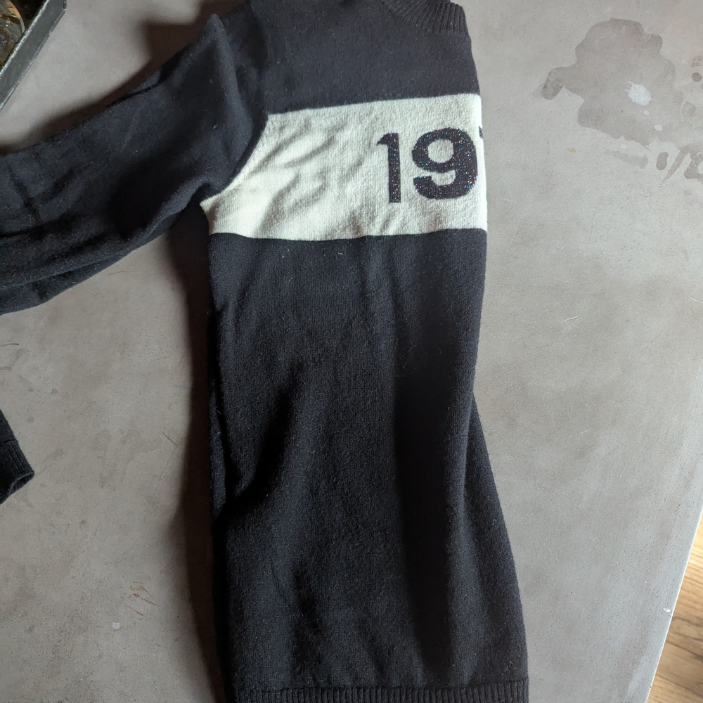 Bella Freud - 1970 Jumper - Black and White Crewneck Sweater - Picture 4 of 16